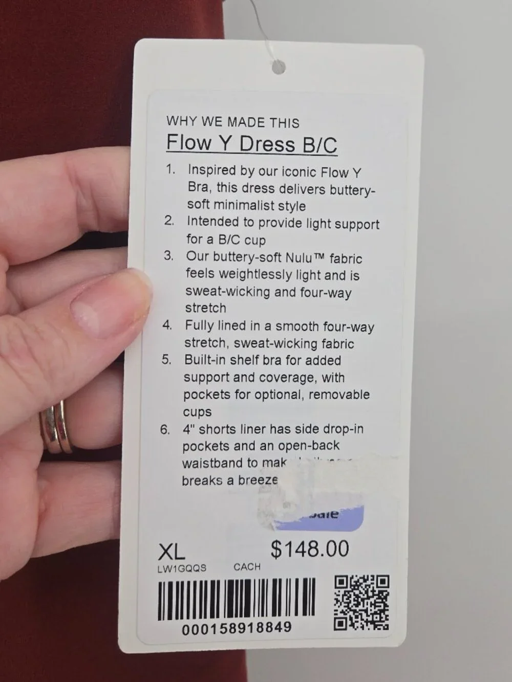 NWT Lululemon Flow Y Dress Light Support, B/C Cup - XL Cranberry Charm
